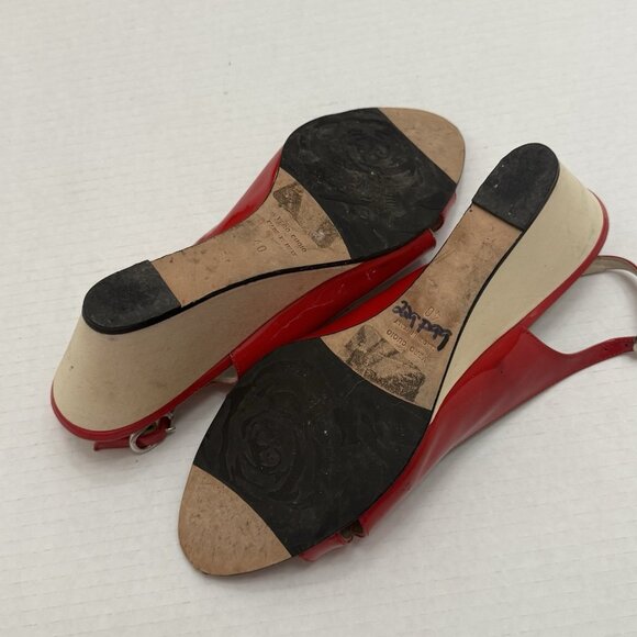 Taryn Rose Red Patent Leather Slingback Wedges Size 40 US 10 Comfort - Picture 9 of 10